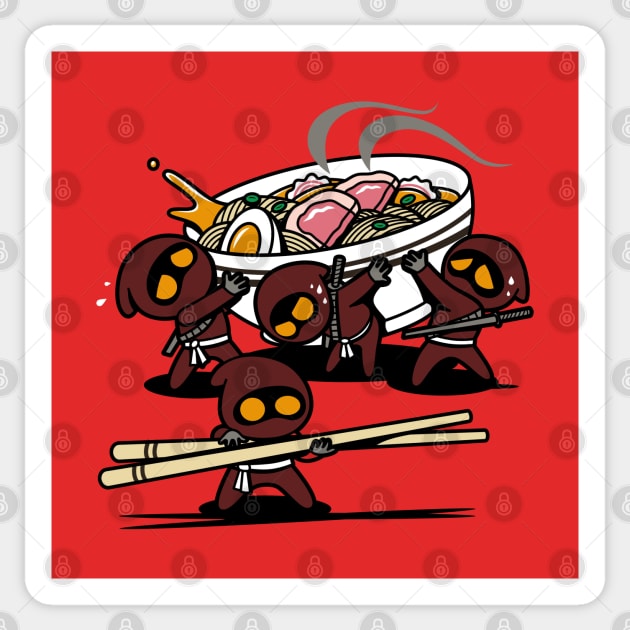 Cute Funny Sci-fi Alien Ninjas Stealing Ramen Gift For Ramen Lovers Sticker by BoggsNicolas